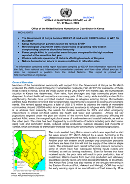 UNITED NATIONS KENYA HUMANITARIAN UPDATE Vol