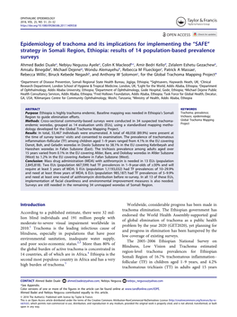Epidemiology of Trachoma and Its Implications for Implementing The