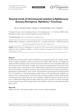 General Trends of Chromosomal Evolution in Aphidococca (Insecta, Homoptera, Aphidinea + Coccinea)