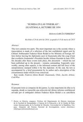 “Sumida En Las Tinieblas”: Guatemala, Octubre De 1954