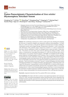 Proteo-Transcriptomic Characterization of Sirex Nitobei (Hymenoptera: Siricidae) Venom