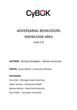 ADVERSARIAL BEHAVIOURS KNOWLEDGE AREA Issue 1.0