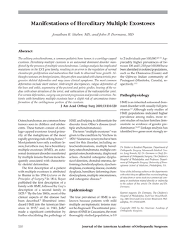 Manifestations of Hereditary Multiple Exostoses