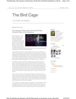 The Bird Cage: the Vagaries of Anonymity: on the New False Personal History of the R