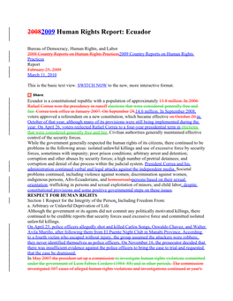 20082009 Human Rights Report: Ecuador