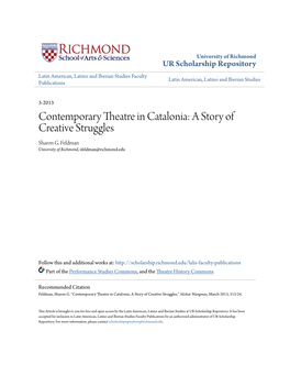 Contemporary Theatre in Catalonia: a Story of Creative Struggles Sharon G