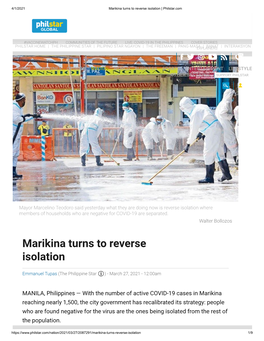 Marikina Turns to Reverse Isolation | Philstar.Com