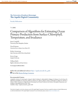 Comparison of Algorithms for Estimating Ocean Primary