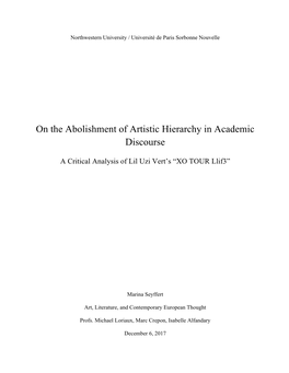 On the Abolishment of Artistic Hierarchy in Academic Discourse