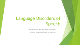 Language Disorders of the Brain