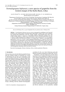 Normalograptus Kufraensis, a New Species of Graptolite from the Western Margin of the Kufra Basin, Libya