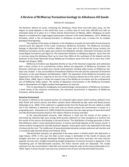 A Review of Mcmurray Formation Geology in Athabasca Oil Sands