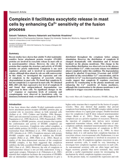 Complexin II Facilitates Exocytotic Release in Mast Cells by Enhancing Ca2+ Sensitivity of the Fusion Process