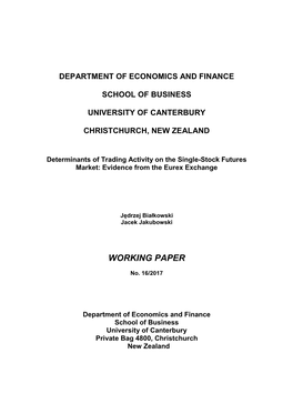 Determinants of Trading Activity on the Single-Stock Futures Market: Evidence from the Eurex Exchange