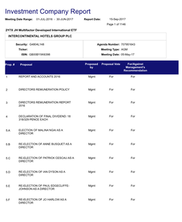 Investment Company Report