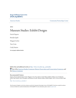 Museum Studies: Exhibit Designs Nicole Duperre