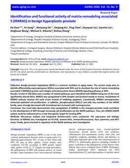 (MXRA5) in Benign Hyperplastic Prostate