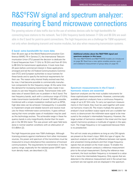 R&S®FSW Signal and Spectrum Analyzer: Measuring E Band