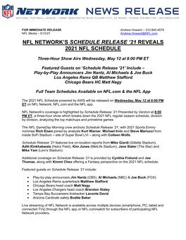 Nfl Network's Schedule Release