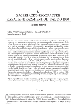 Zagrebačko-Beogradske Kazališne Razmjene Od 1945