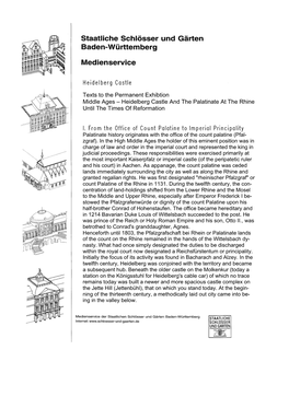 Heidelberg Castle and the Palatinate at the Rhine Until the Times of Reformation