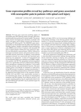 Gene Expression Profiles Reveal Key Pathways and Genes Associated with Neuropathic Pain in Patients with Spinal Cord Injury