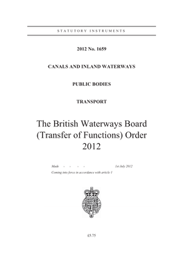 British Waterways Board (Transfer of Functions) Order 2012