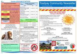 Toodyay Community Newsletter Council Chambers Residents Are Reminded That We Are Now in the Fire Season