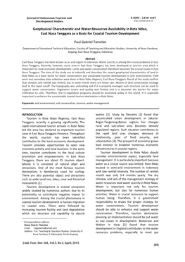 Geophysical Characteristic and Water Resources Availability in Rote Ndao, East Nusa Tenggara As a Basic for Coastal Tourism Development