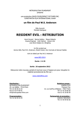 Resident Evil : Retribution