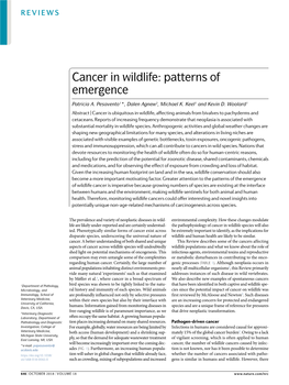 Cancer in Wildlife: Patterns of Emergence