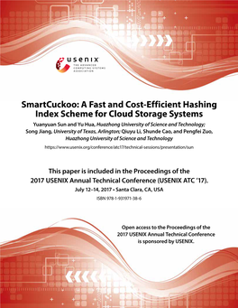 Smartcuckoo: a Fast and Cost-Efficient Hashing Index Scheme for Cloud Storage Systems