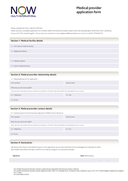 Medical Provider Application Form