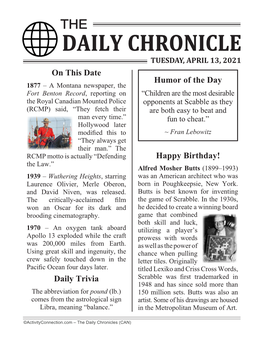 On This Date Daily Trivia Happy Birthday! Humor of The