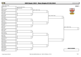 IOM Classic 2019 - Mens Singles 07/03/2019 05/03/2019 00:40:12