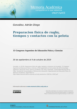 Preparacion Fisica De Rugby, Tiempos Y Contactos Con La Pelota