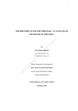 The Rhetoric of Kwame Nkrumah: an Analysis of His Political Speeches