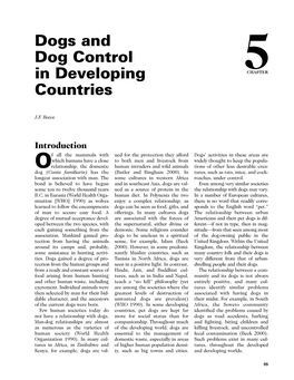 Dogs and Dog Control in Developing Countries 57 Known Is the Ocular Larva Migrans Dogs Found on the Streets