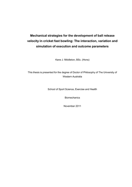 Mechanical Strategies for the Development of Ball Release Velocity