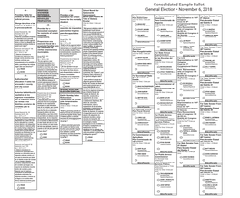 Consolidated Sample Ballot General Election • November 6, 2018