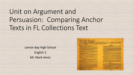 Comparing Anchor Texts in FL Collections Text