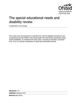 The Special Educational Needs and Disability Review a Statement Is Not Enough