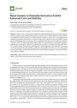 Metal Chelates of Petunidin Derivatives Exhibit Enhanced Color and Stability