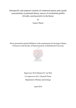 Interspecific and Temporal Variation of Condensed Tannins and Cyanide