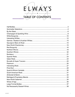 Table of Contents