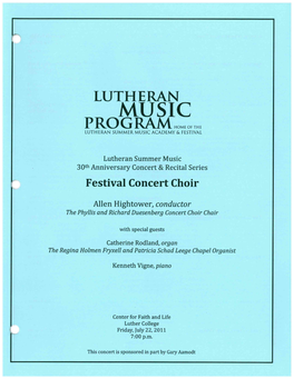 LUTHERAN MUSIC PROG Ee LUTHERAN SUMMER RAM ACADEMY & FESTIVAL