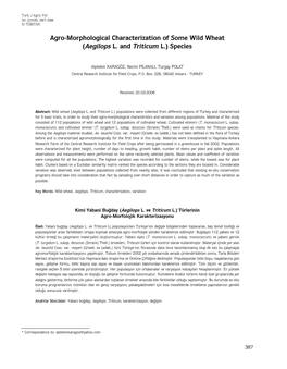 Agro-Morphological Characterization of Some Wild Wheat (Aegilops L