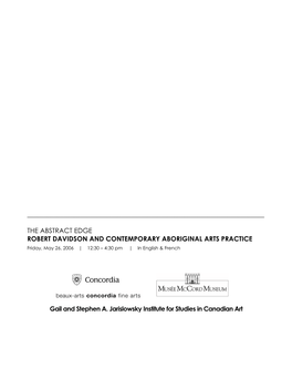 The Abstract Edge Robert Davidson and Contemporary Aboriginal Arts Practice