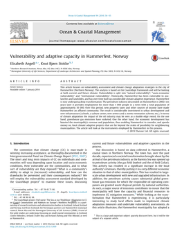 Vulnerability and Adaptive Capacity in Hammerfest, Norway