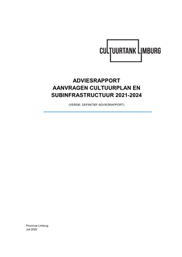 Adviesrapport Aanvragen Cultuurplan En Subinfrastructuur 2021-2024